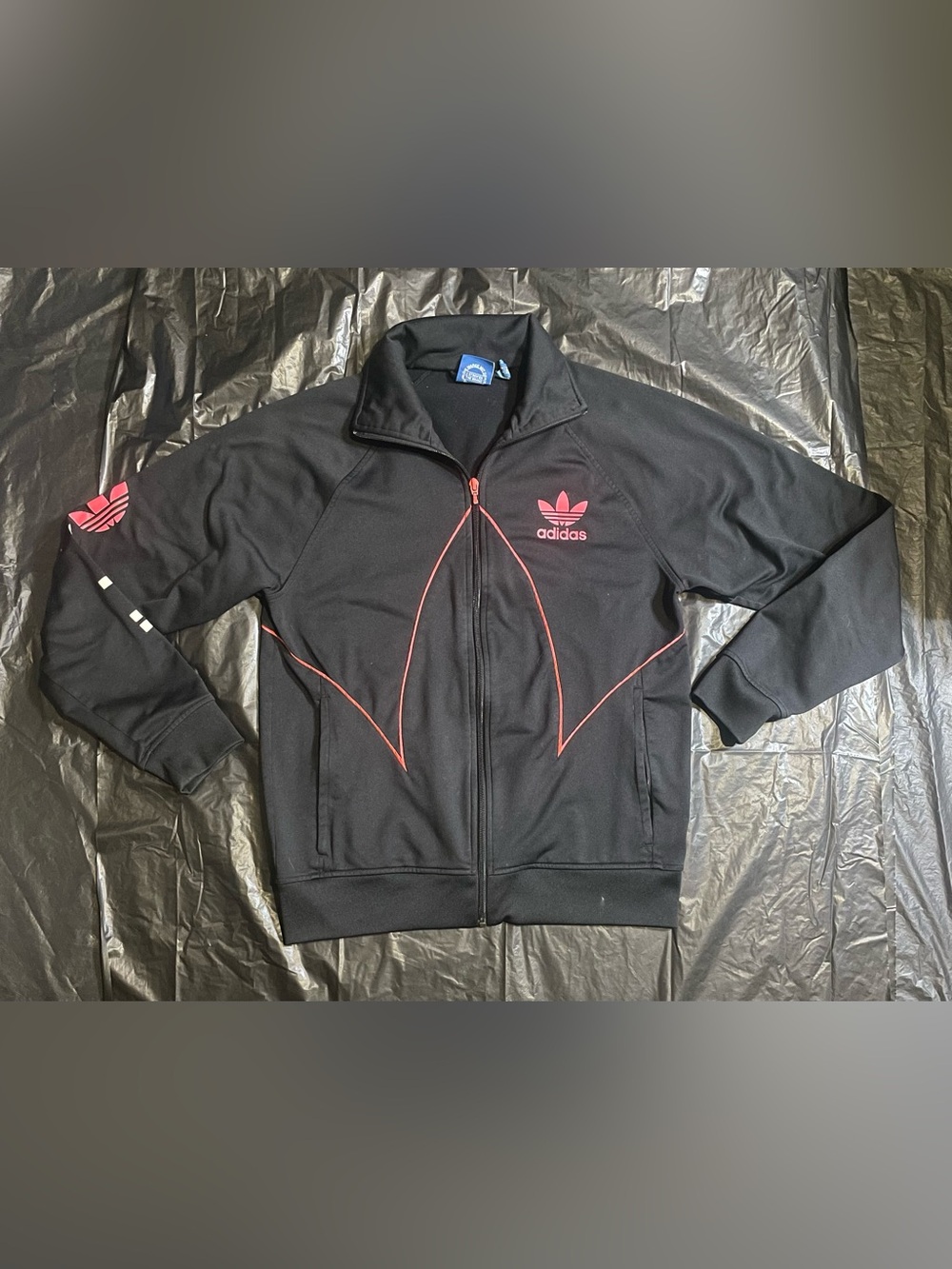 adidas Black Track Jacket with Pink Accents